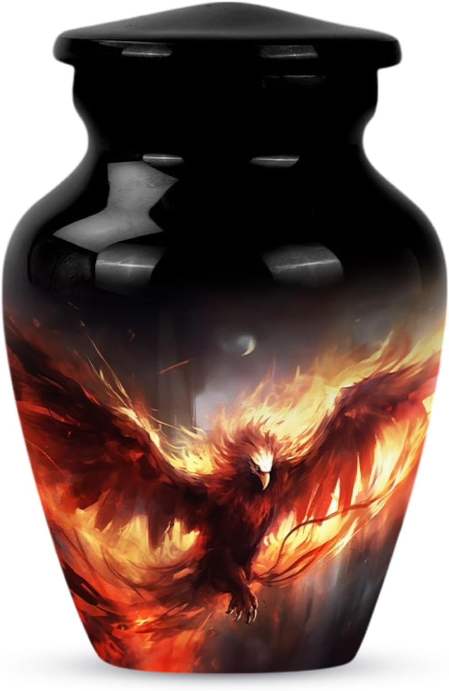 YASUBJAG Dove Urn - Aluminium Cremation Urn for Adults, Multicolor, Birds Pattern, 10 Inch