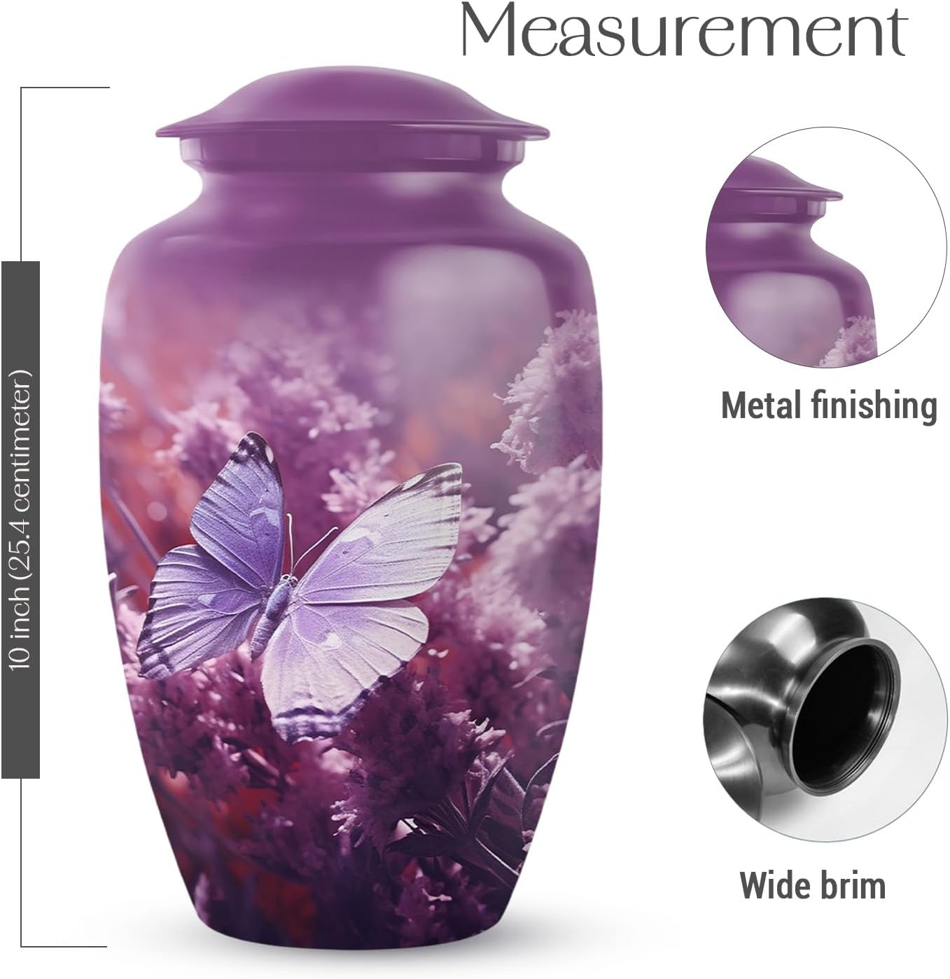 YASUBJAG Dove Urn - Aluminium Cremation Urn for Adults, Multicolor, Birds Pattern, 10 Inch