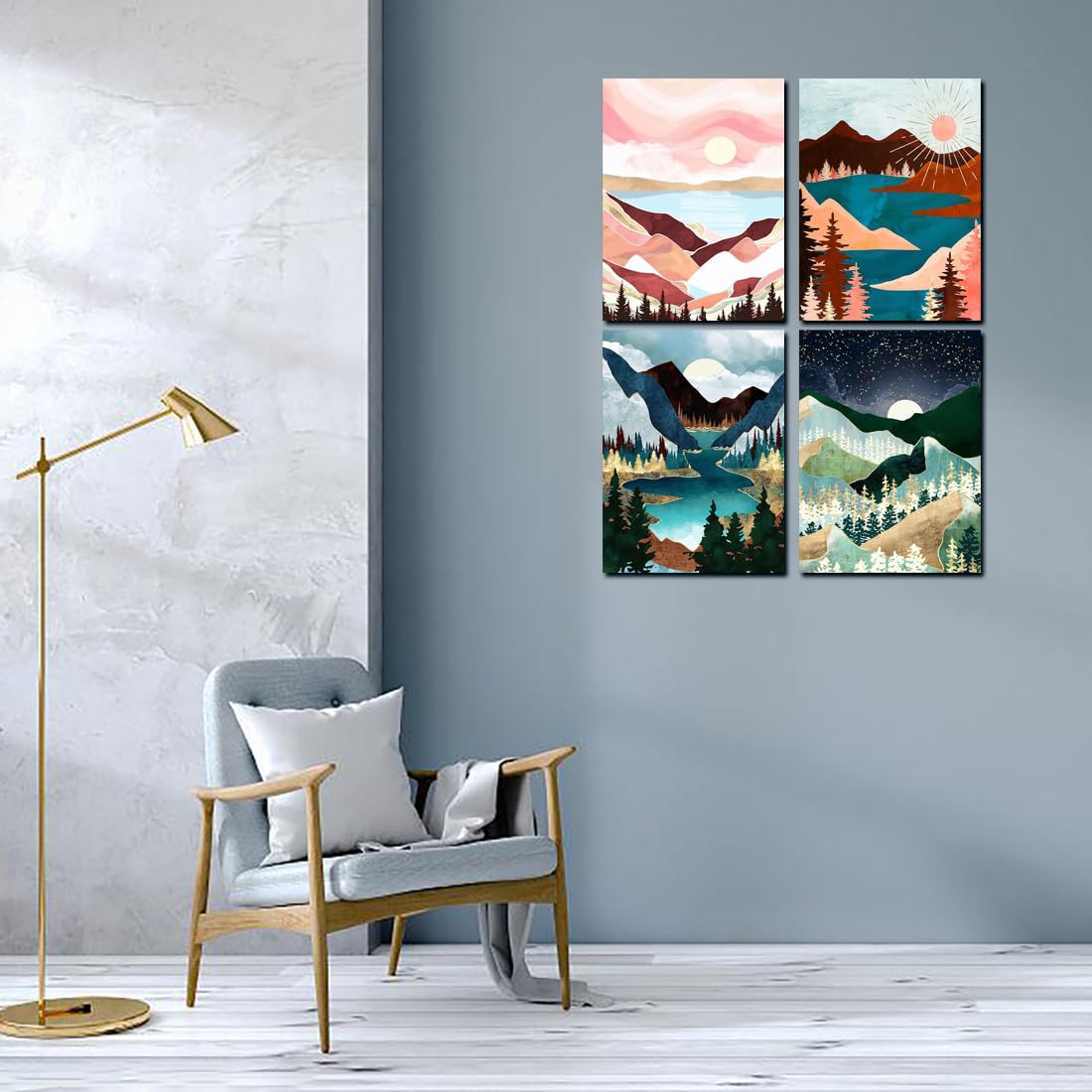 Muzagroo Art 5D Diamond Painting Kits for Adults, DIY Diamond Art Kits for Beginners, Turtle Diamond Dot Kits Gem Arts and Crafts for Living Room, Gem Painting Bedroom 4 PCS Wall Art