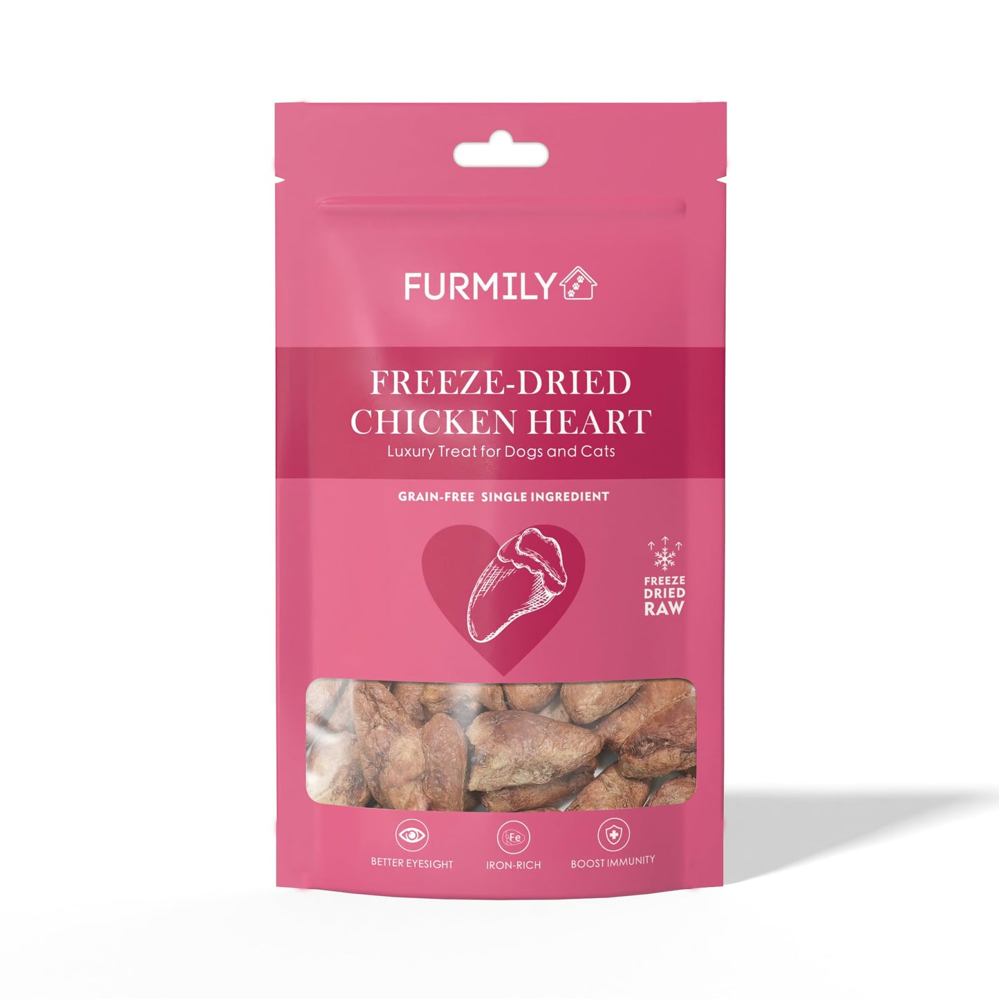 Freeze-Dried Chicken Pet Treats by FURMILY 40g, for Cat & Dog, Food Topper, Natrual, No Additive, 100% Chicken, Freeze-dried to protect nutrition, High protein, Healthy, Easy Digestion