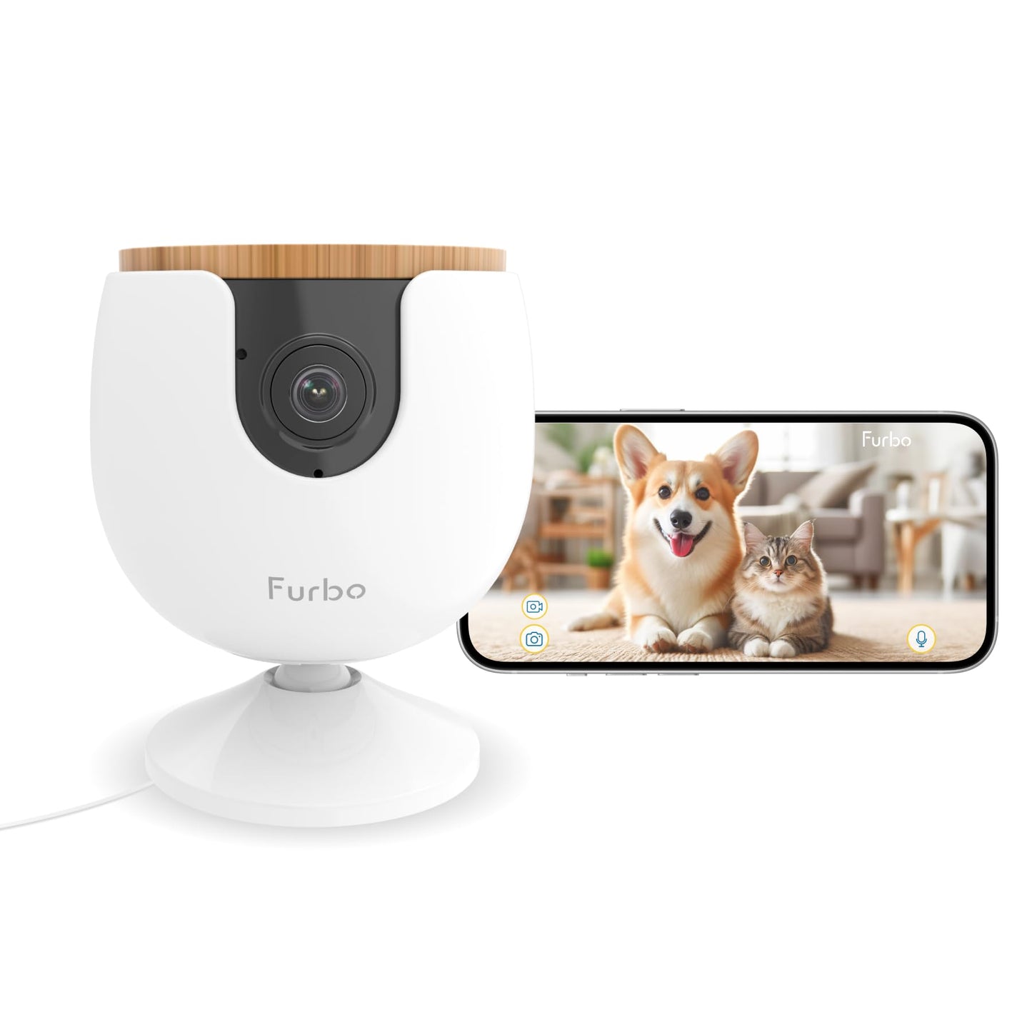 Furbo 360° Dog Camera w/Home Safety Package [PREMIUM W/SUBSCRPITION] Smart Pet Monitor w/App for Dog & Home, Rotating 360° View, Colour Night Vision, Auto-Tracking, Treat-toss, Barking, Smart Alert