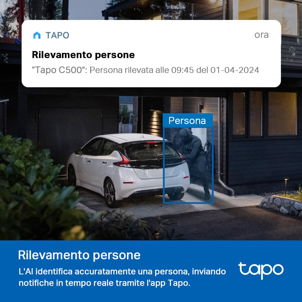 Tapo TC40 Pan/Tilt Smart Security Outdoor Camera, Full HD, 360° Smart Person Detection Motion Tracking, Color Night Vision, WiFi Camera No Monthly Fee, Two-Way Talk, IP65, Works with Alexa & Google