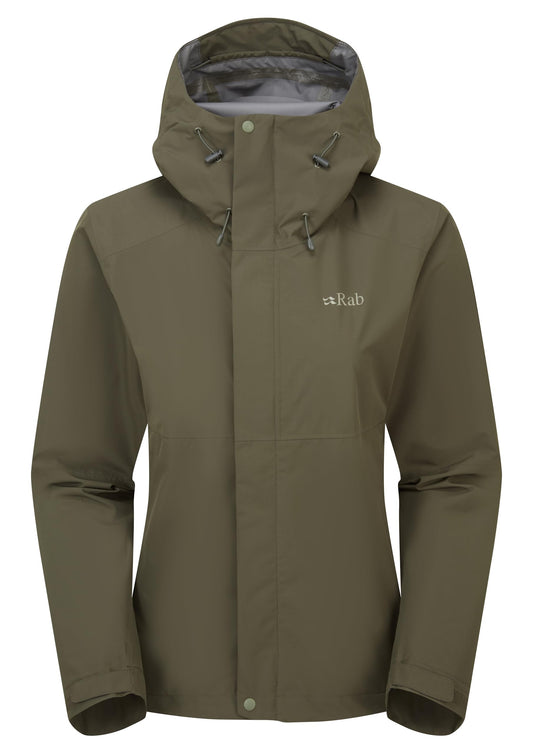 Rab Women's Downpour Jacket - Lightweight Waterproof Hooded Coat for Hiking & Trekking