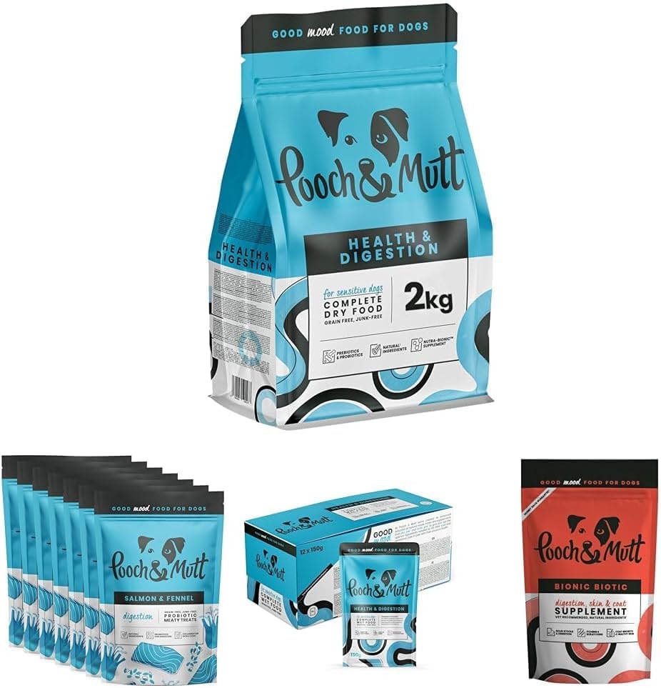 Pooch & Mutt - Health & Digestion, Complete Dry Dog Food (Grain Free), Salmon and Sweet Potato, 2kg