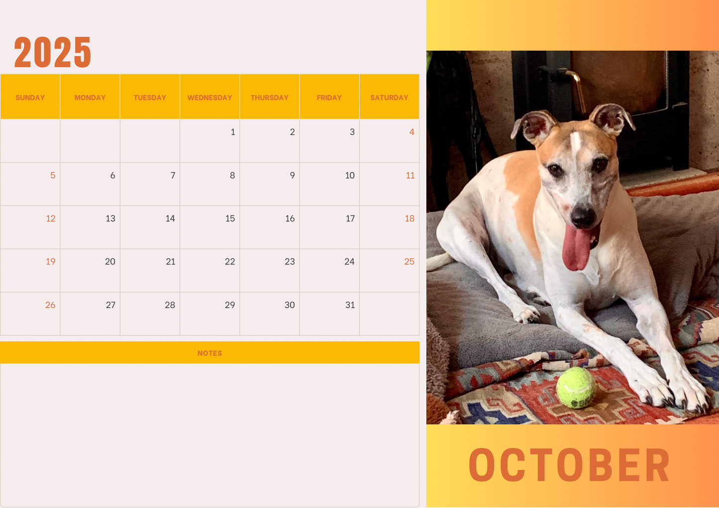 Dogs calendars 2025 A4 landscape