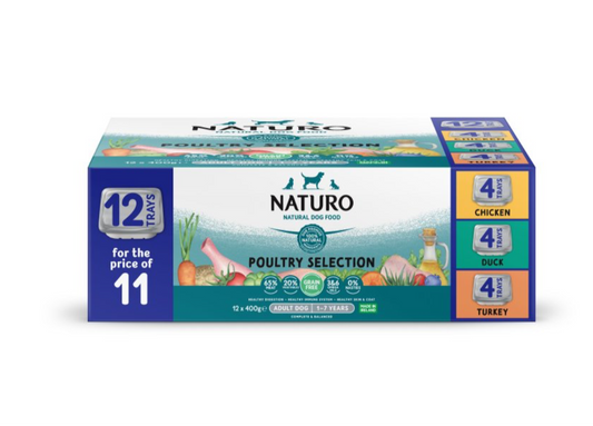 Naturo Adult Grain Free Variety with Potato & Veg Trays 12 for 11 x 400g