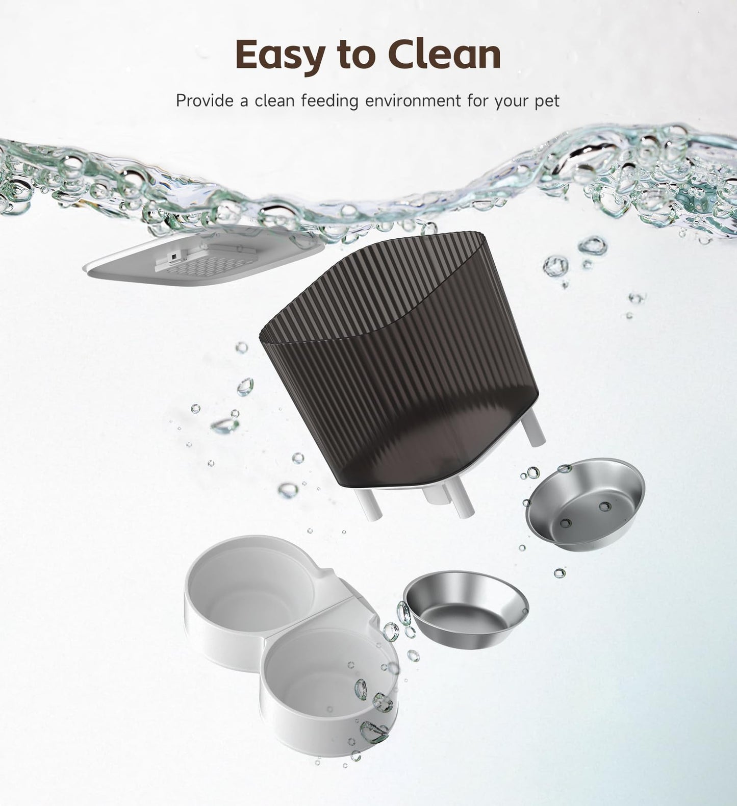 5L Cat Feeder Automatic with Timer, Automatic Cat Feeder, 1-9 Meals Per Day, Cats Food Dispenser with 2 Bowl, Auto Pet Feeder for 2 kittens and Small Dogs, Dual Power Supply     FREE DELIVERY