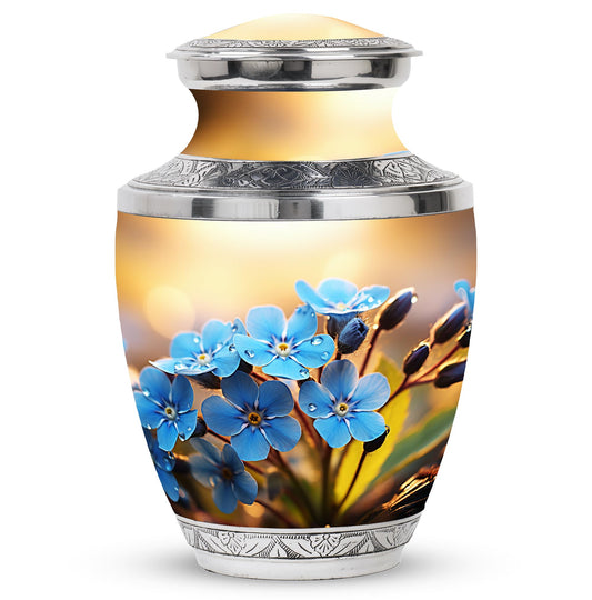 PARUHAS Cremation Forget Me Not Flower Urn - Urns for Ashes Adult Female & Dad Male - Funeral Urns Fopr Human Ashes - Burial Urns for Adult Human Ashes - Unique Urns for Human Ashes (Size - 10inch)