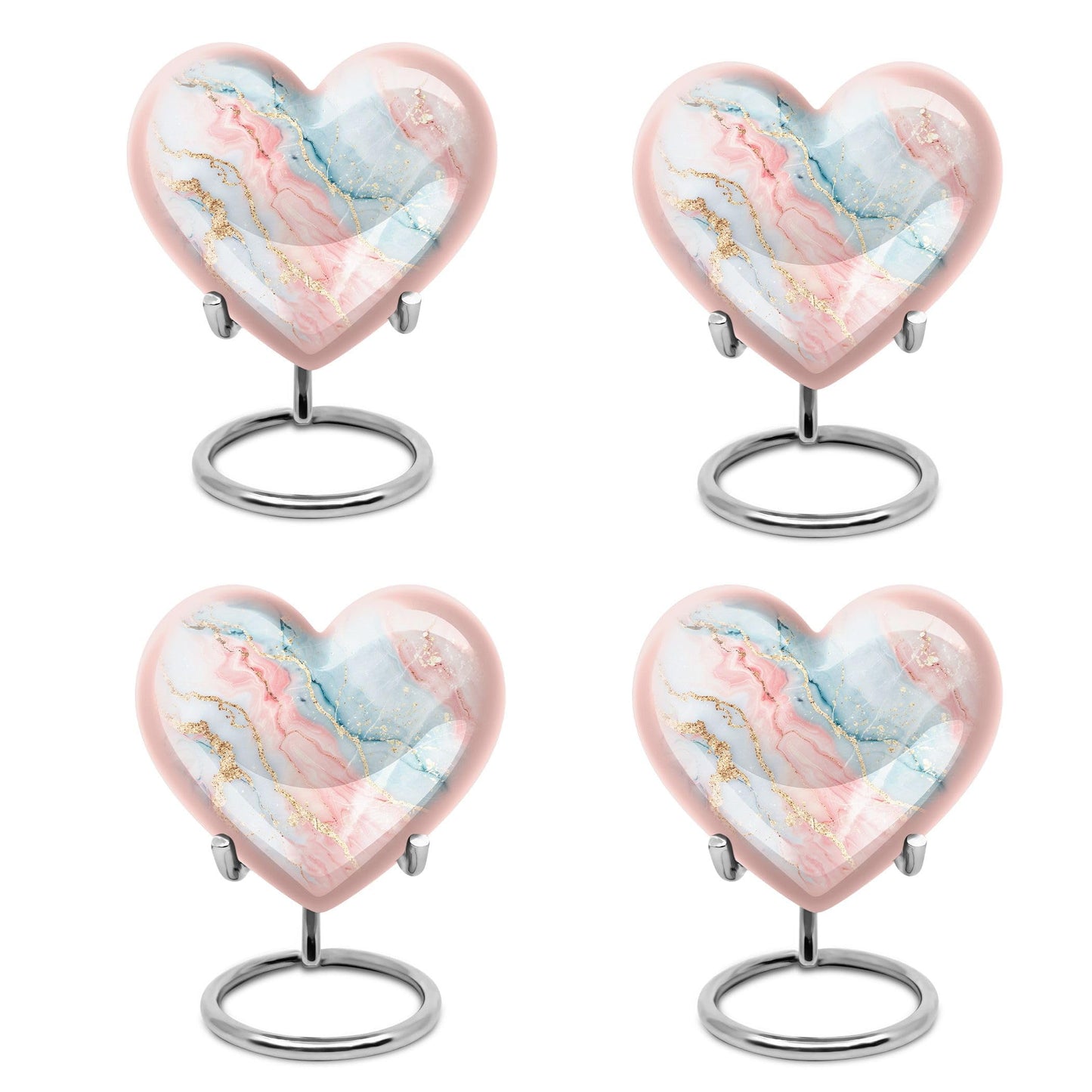 YATHABHISA Blush and Sky Marble Urns for Ashes, Urn for Ashes for Women, Funeral Cremation Urns, Heart Urn, Cremation Urns for Human Ashes, Small Urns for Human Ashes Keepsake (Size - 3inch, 1 Pcs)