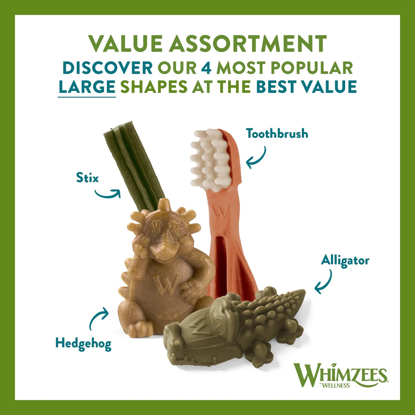 WHIMZEES By Wellness Variety Box Dental, Mixed Shapes, Size S, 56 Pieces, Natural and Grain Free Dog Chews, Dog Dental Sticks for Small Breeds, No Added Sugar