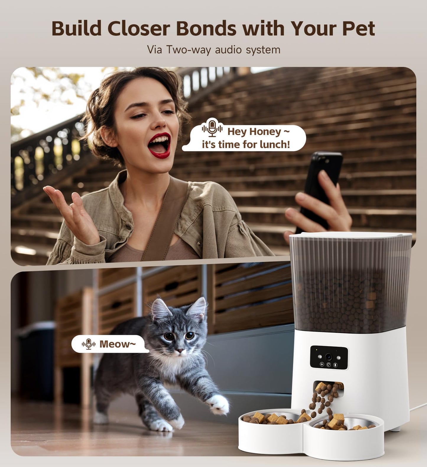 5L Cat Feeder Automatic with Timer, Automatic Cat Feeder, 1-9 Meals Per Day, Cats Food Dispenser with 2 Bowl, Auto Pet Feeder for 2 kittens and Small Dogs, Dual Power Supply     FREE DELIVERY