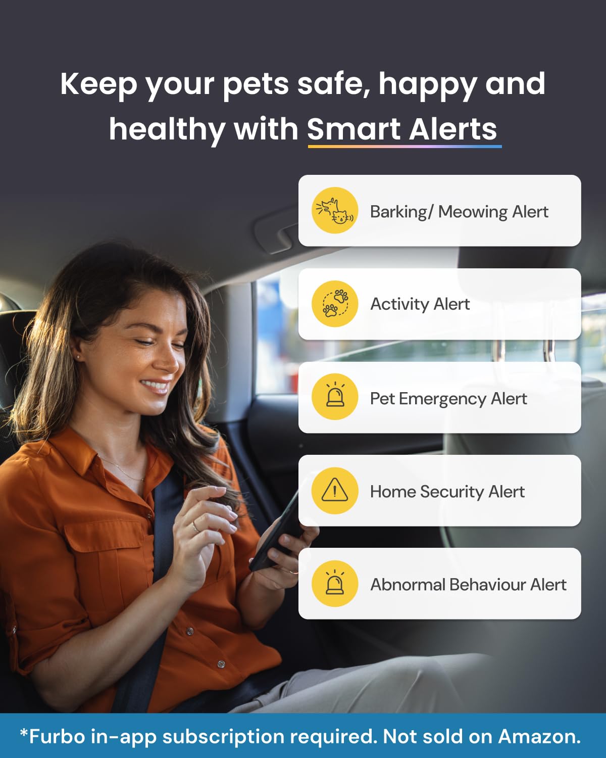 Furbo 360° Pet Camera w/Home Safety Package [PREMIUM W/SUBSCRPITION] Smart Pet Monitor w/App for Pet & Home, Rotating 360° View, Colour Night Vision, Auto-Tracking, Treat-toss, Barking, Smart Alert