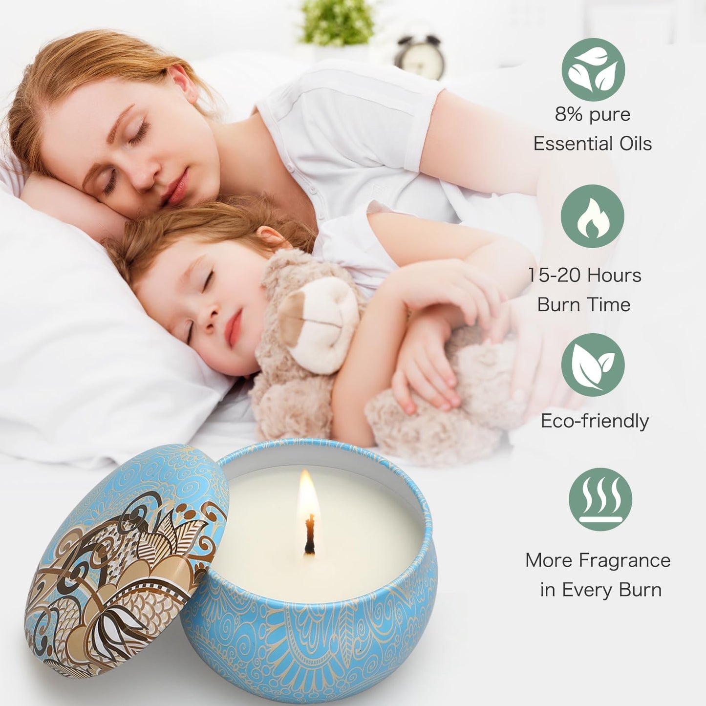 Yinuo Mirror Gifts for Women, 24 x 70 g Scented Candles Gift Set for Women, Soy Wax Aromatherapy Candles for Christmas, Birthday, Mother's Day, Valentine's Day, Bathroom, Yoga