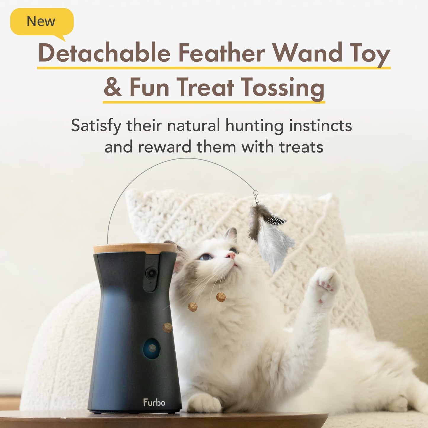 Furbo 360° Dog Camera w/Home Safety Package [PREMIUM W/SUBSCRPITION] Smart Pet Monitor w/App for Dog & Home, Rotating 360° View, Colour Night Vision, Auto-Tracking, Treat-toss, Barking, Smart Alert