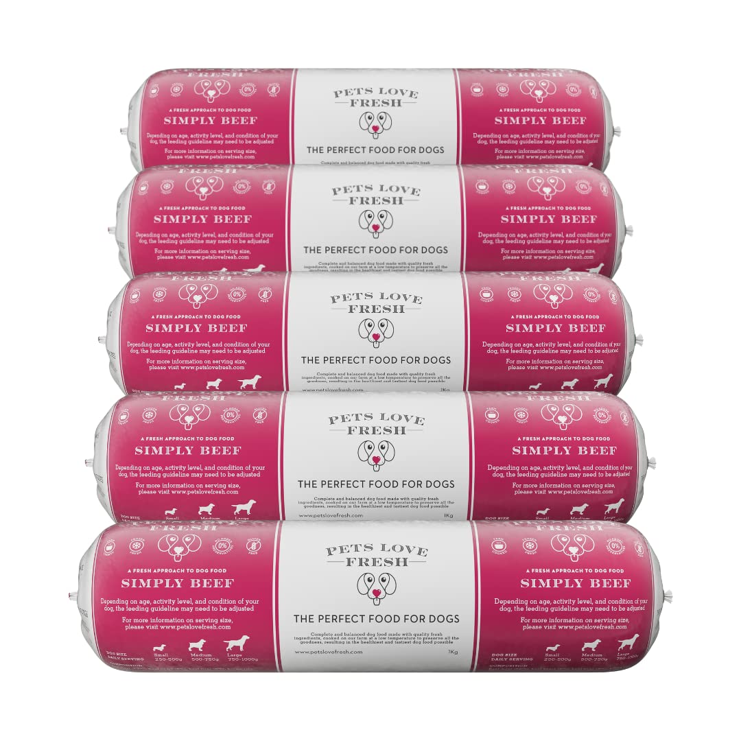 Healthy & Tasty Fresh Dog Food by Pets Love Fresh - 100% Natural - Real British Meat - Zero Preservatives - SimHealthy & Tasty Fresh Dog Food by Pets Love Fresh - 100% Natural - Real British Meat - Zero Preservatives - Simply Chicken (5 x 600g chub rolls)
