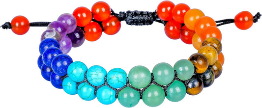 JAGPAROVA Chakra Bracelet - Good Luck Crystals - Gemstone Bracelets - Crystals Bracelet - Beaded Bracelets - Crystals And Gemstones - Chakra Crystal Bracelet - Reiki Gifts (seven chakra Double layer)