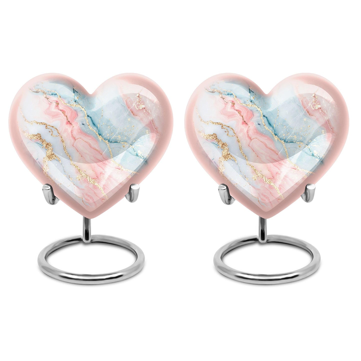 YATHABHISA Blush and Sky Marble Urns for Ashes, Urn for Ashes for Women, Funeral Cremation Urns, Heart Urn, Cremation Urns for Human Ashes, Small Urns for Human Ashes Keepsake (Size - 3inch, 1 Pcs)