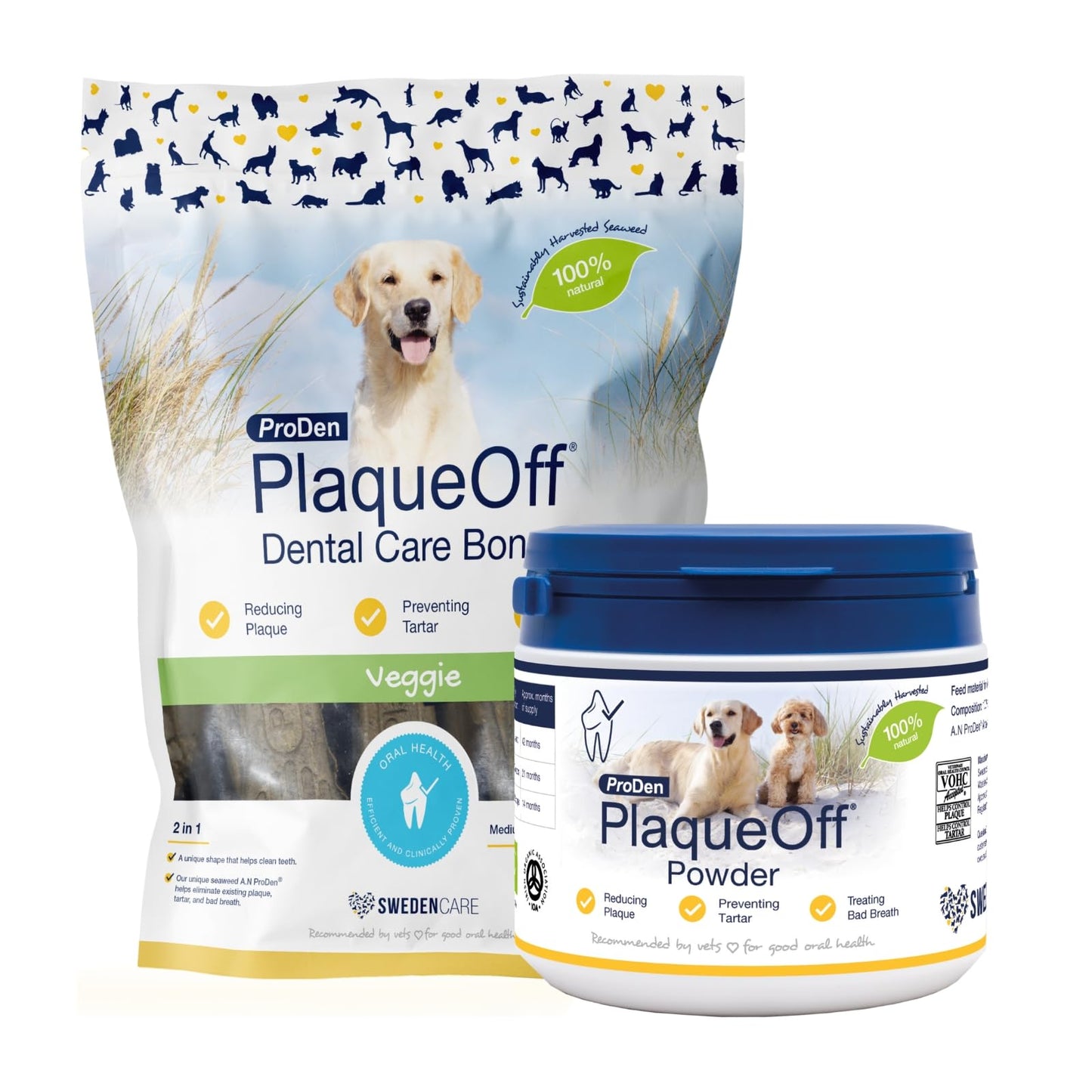 ProDen PlaqueOff Powder for Dogs & Cats, Tartar & Bad Breath Remover with 100% Natural Teeth Plaque Remover 180 g