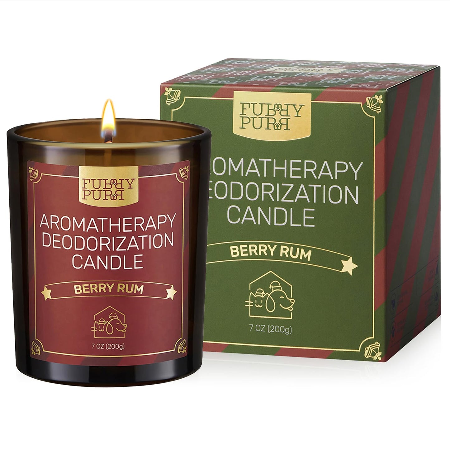 Furry Purr Pet Odor Eliminator Candle, Natural Soy Wax Candles with Catnip Essential Oil, Pet-Friendly Candles for Home Scented, Pet Lover Gifts, 60-Hour Burn Time, Lily of The Valley Fragrance, 7 oz