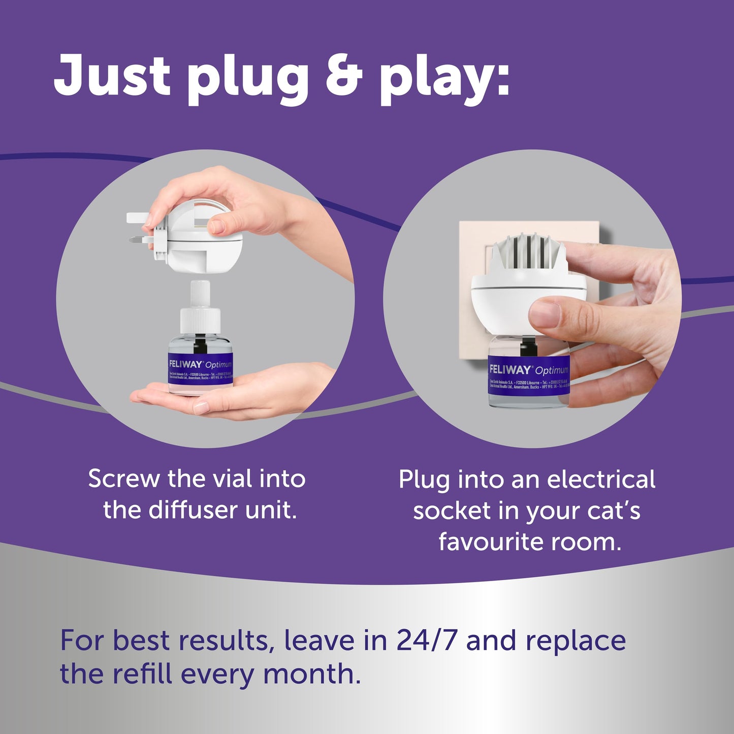 FELIWAY Optimum 30 Day Cat Calming Odourless Plug In Pheromone Diffuser Starter Kit, 48ml - Helps Solve Signs of Stress in Cats & Kittens, Veterinary Recommended, Drug-free, Clinically Proven