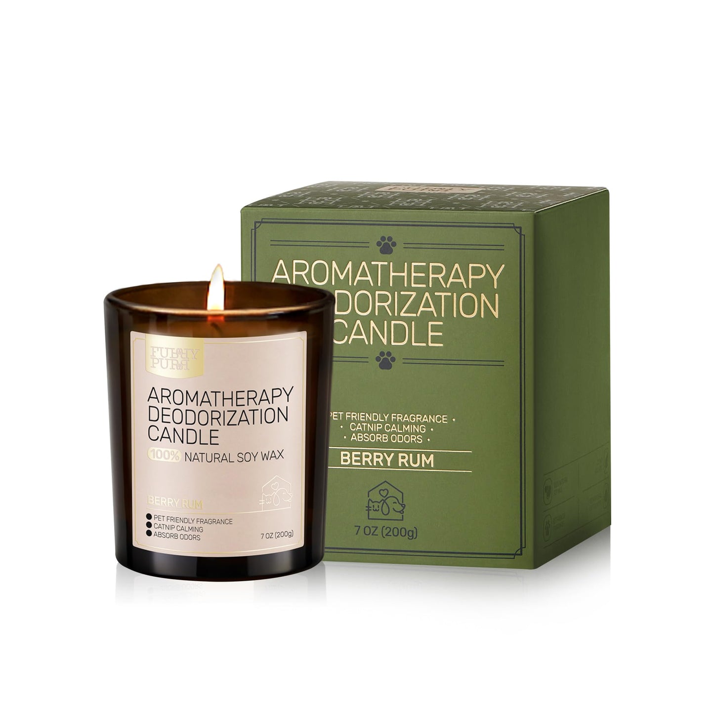 Furry Purr Pet Odor Eliminator Candle, Natural Soy Wax Candles with Catnip Essential Oil, Pet-Friendly Candles for Home Scented, Pet Lover Gifts, 60-Hour Burn Time, Lily of The Valley Fragrance, 7 oz