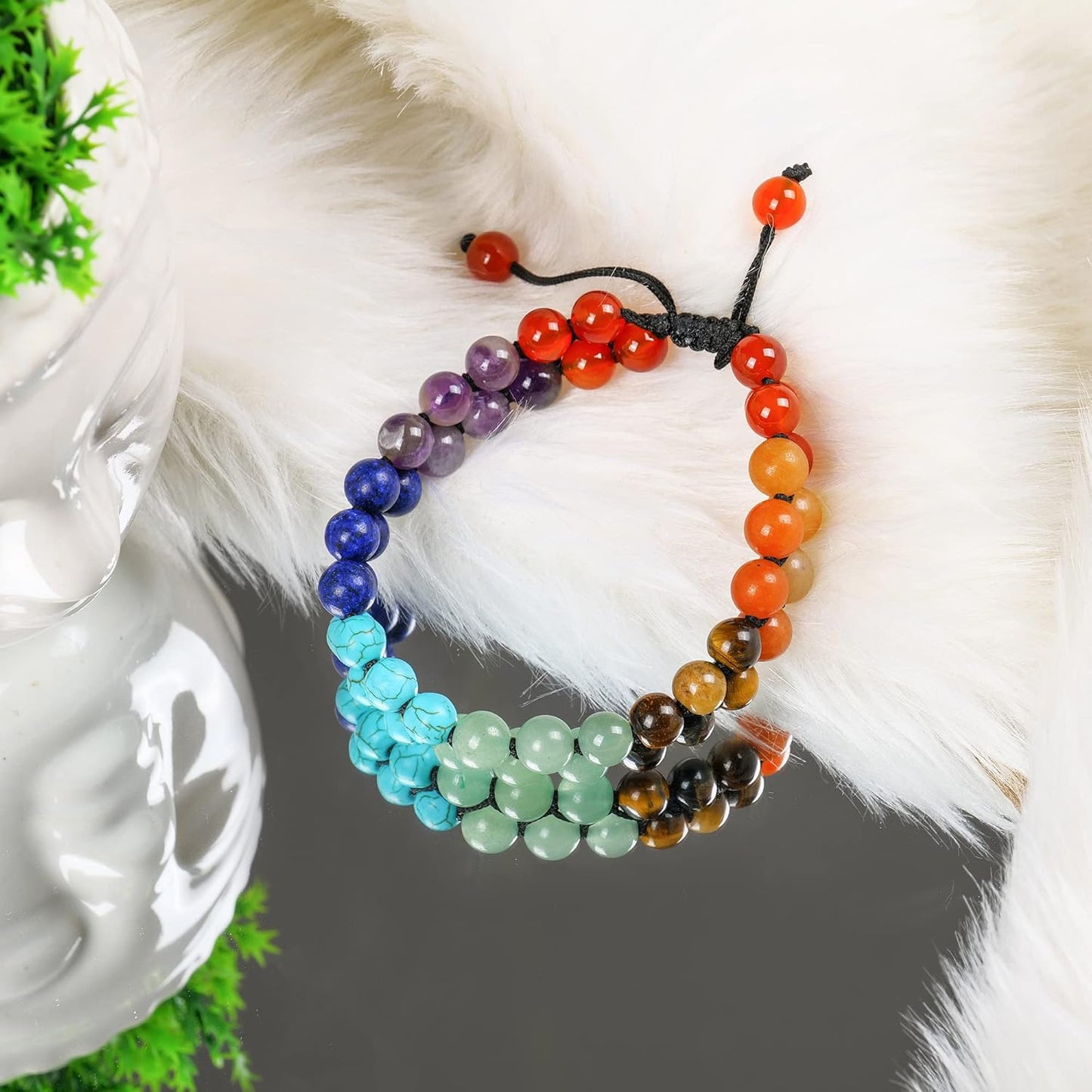 JAGPAROVA Chakra Bracelet - Good Luck Crystals - Gemstone Bracelets - Crystals Bracelet - Beaded Bracelets - Crystals And Gemstones - Chakra Crystal Bracelet - Reiki Gifts (seven chakra Double layer)