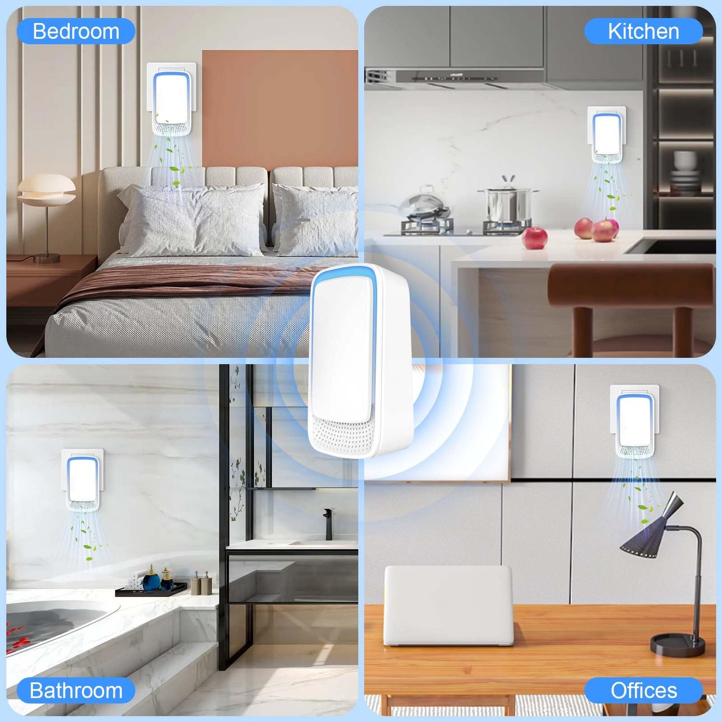 Air Purifier for Bedroom Home, 2 Pack Plug In Negative Ion Air Purifier, Portable Quiet Ioniser for Smokers, Reduces Odours from Pets/Toilet/Dust/Office/Home/Room (2)