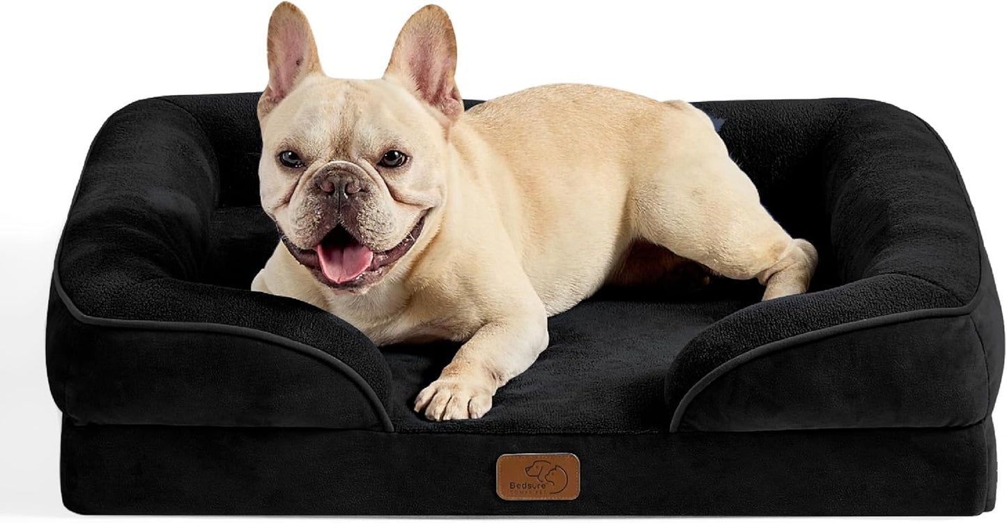Bedsure Dog Sofa Bed Extra Large - Washable Orthopedic Dog Beds and Couch with Removable Flannel Zipper Cover, XL Plus Waterproof Human Dog Bed for Adults, Squre Pet Bed
