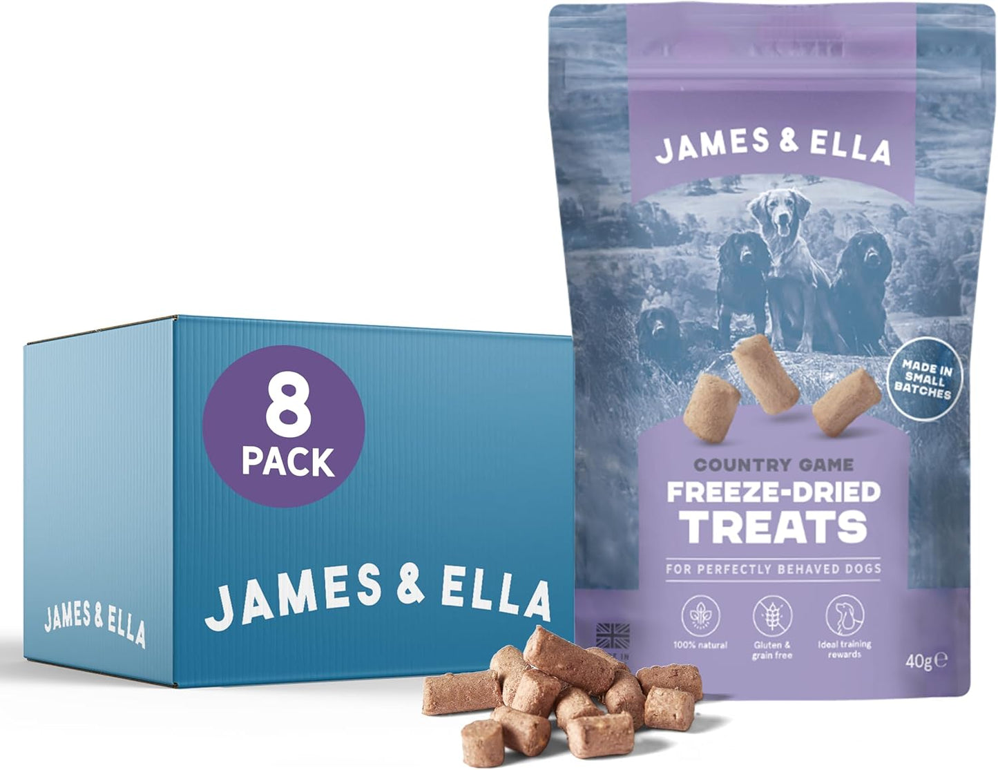 James & Ella Freeze-Dried Dog Treats (40g) ❘ Delicious Country Game Freeze-Dried Dog Treats, Packed with Protein, Essential Oils & Minerals for Happy, Healthy Dogs, Lightweight & Gluten Free