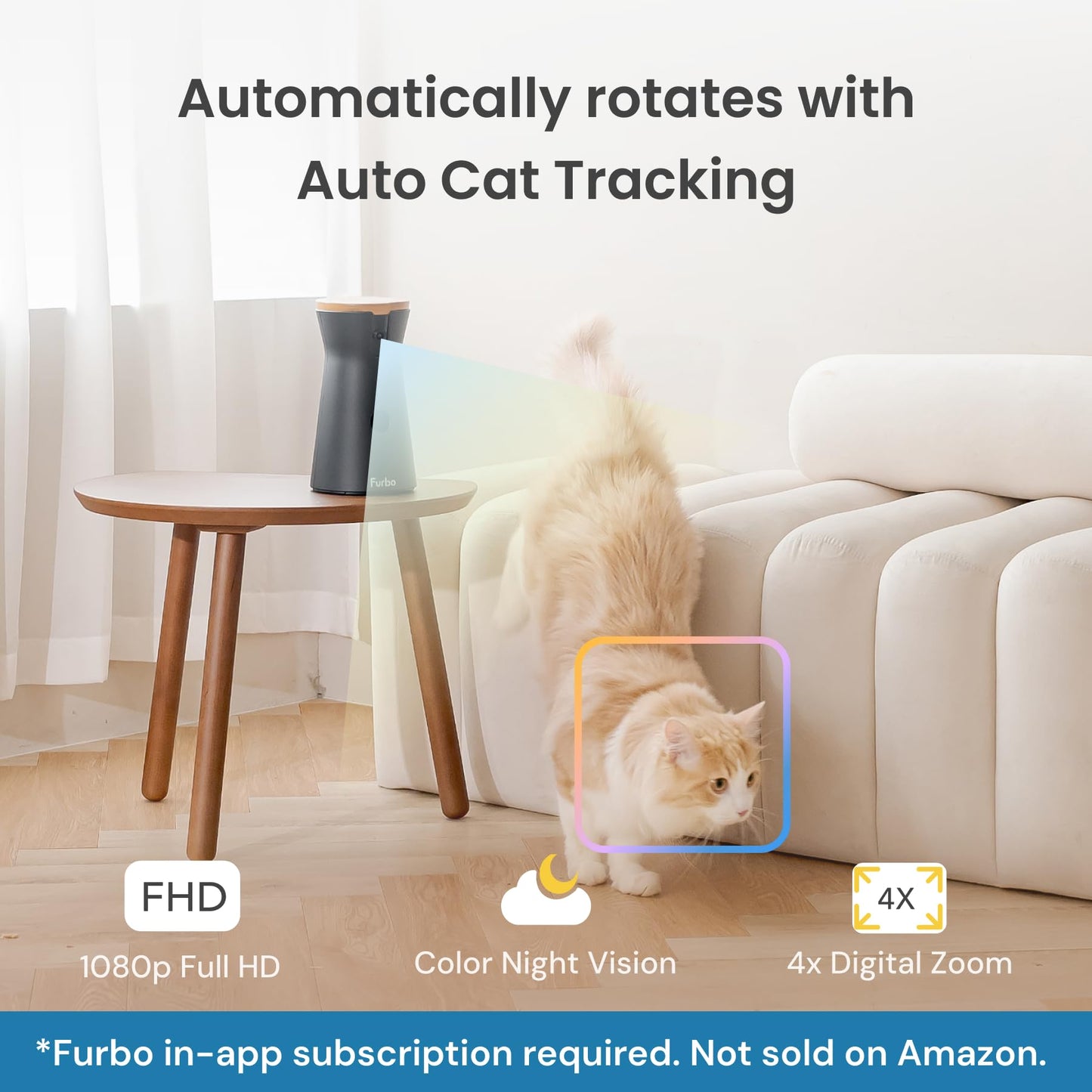 Furbo 360° Dog Camera w/Home Safety Package [PREMIUM W/SUBSCRPITION] Smart Pet Monitor w/App for Dog & Home, Rotating 360° View, Colour Night Vision, Auto-Tracking, Treat-toss, Barking, Smart Alert