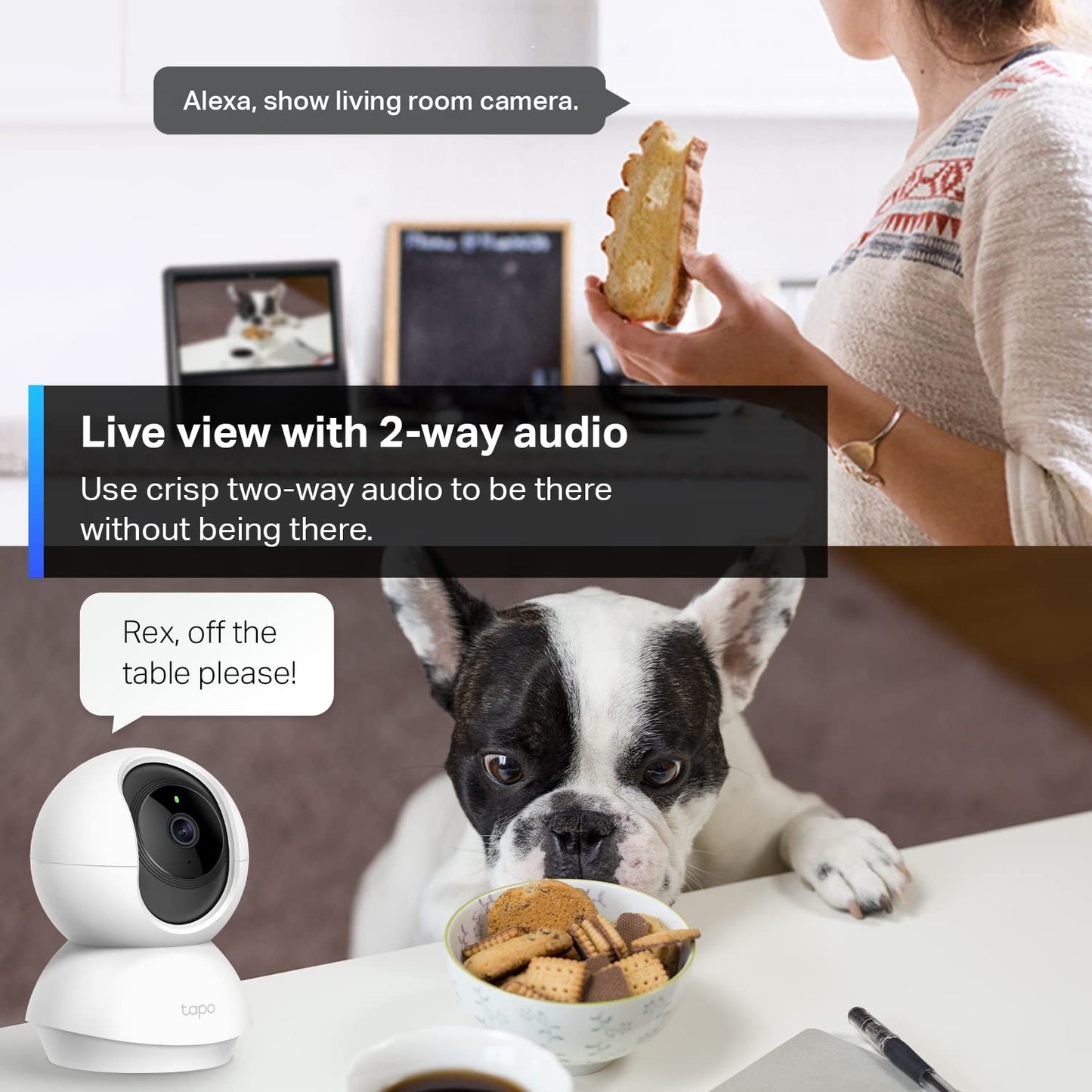 Tapo C210 2K 3MP Pan/Tilt Indoor Camera House Security Camera, WiFi Camera, No Monthly Fee, AI Detection, Dog Puppy Camera, Baby Camera Monitor, 360° View, Night Vision, Works with Alexa & Google