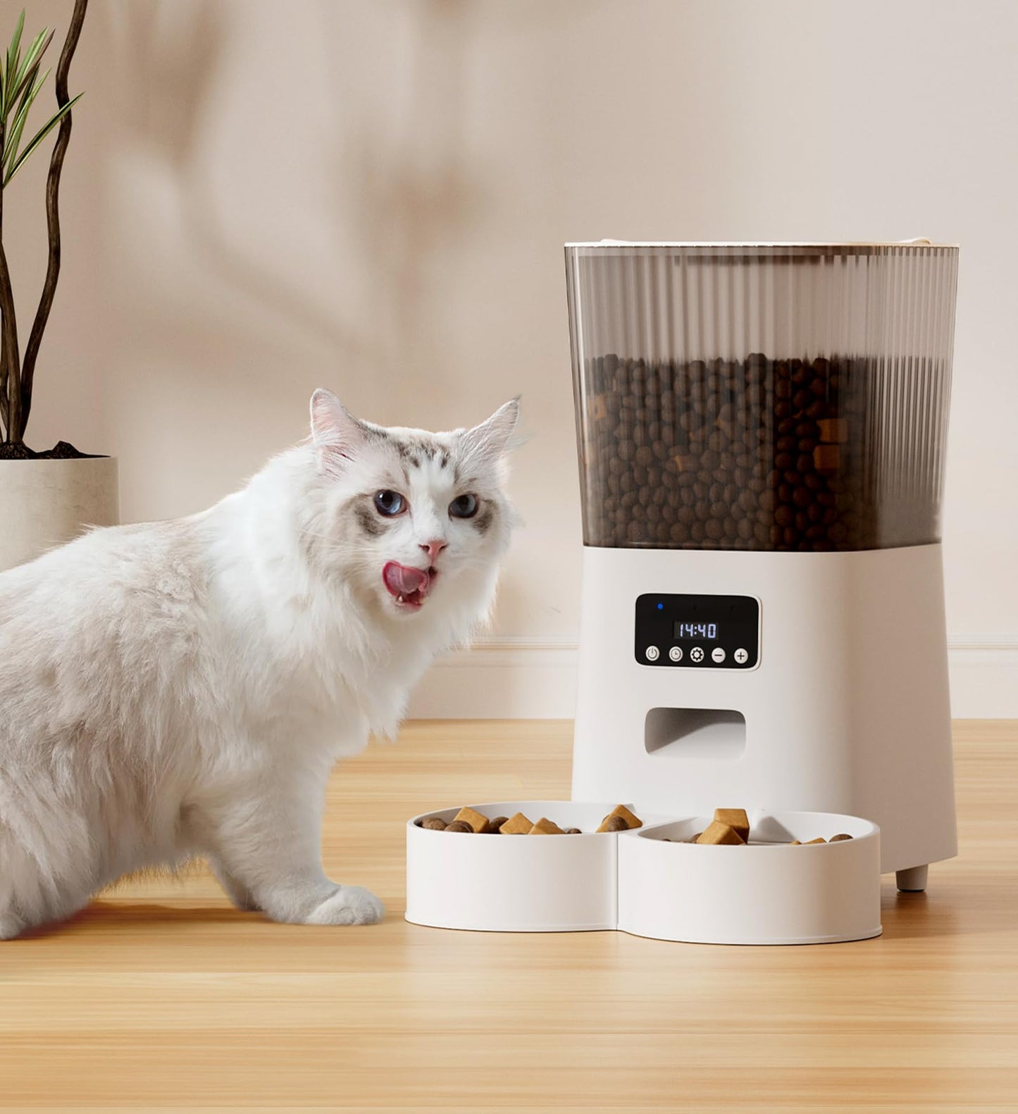 5L Cat Feeder Automatic with Timer, Automatic Cat Feeder, 1-9 Meals Per Day, Cats Food Dispenser with 2 Bowl, Auto Pet Feeder for 2 kittens and Small Dogs, Dual Power Supply     FREE DELIVERY