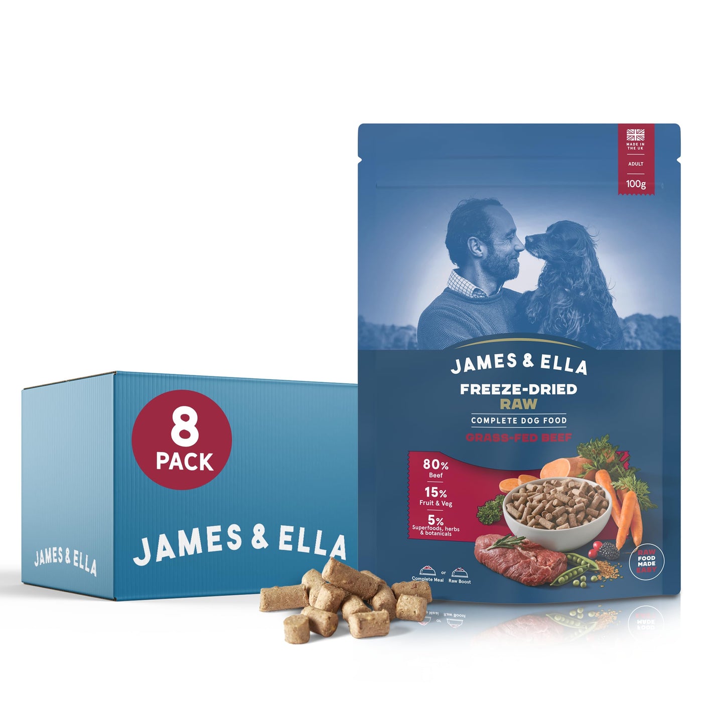 James & Ella Complete Freeze-Dried Raw Dog Food ❘ Free Run Chicken ❘ Freeze-Dried Dog Food, Packed with Protein, Essential Oils & Minerals for Happy, Healthy Dogs, Lightweight & Gluten Free (500g)