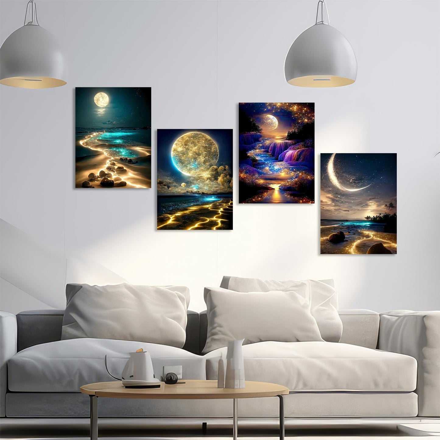 Muzagroo Art 5D Diamond Painting Kits for Adults, DIY Diamond Art Kits for Beginners, Turtle Diamond Dot Kits Gem Arts and Crafts for Living Room, Gem Painting Bedroom 4 PCS Wall Art