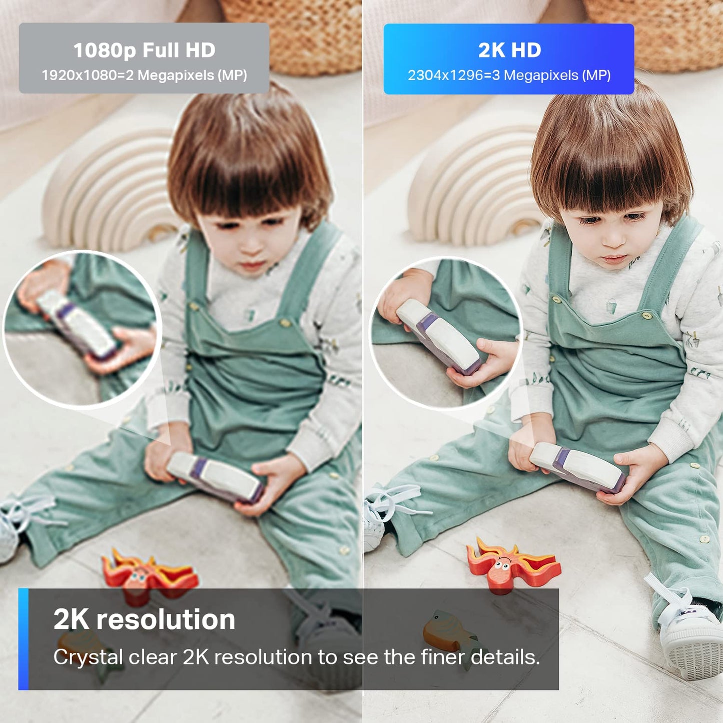Tapo C210 2K 3MP Pan/Tilt Indoor Camera House Security Camera, WiFi Camera, No Monthly Fee, AI Detection, Dog Puppy Camera, Baby Camera Monitor, 360° View, Night Vision, Works with Alexa & Google