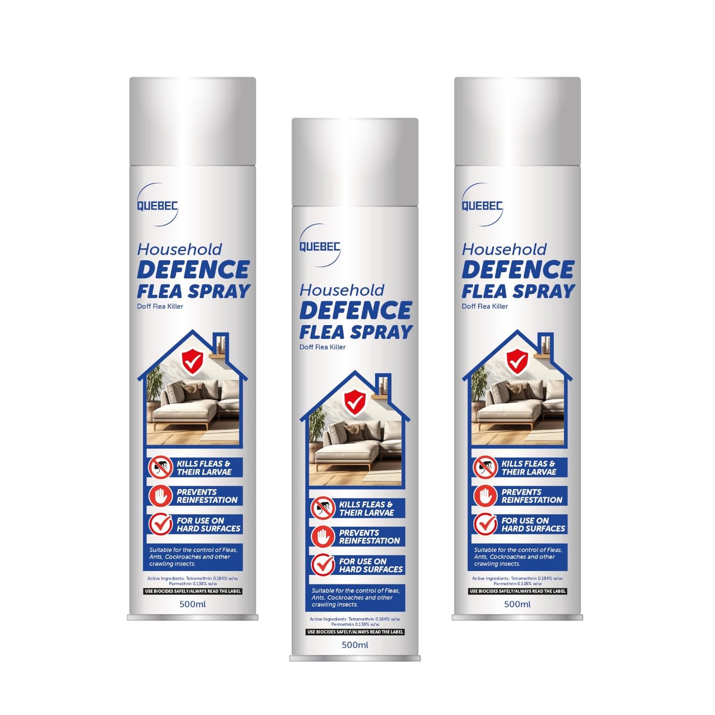Quebec Household Flea Spray for the Home – Powerful Flea & Pest Control for Home, Effective Against Fleas, Ticks, Bed Bugs, Ants & Insects Long-Lasting Safe for Indoor Use Easy Application – 500ML (1)