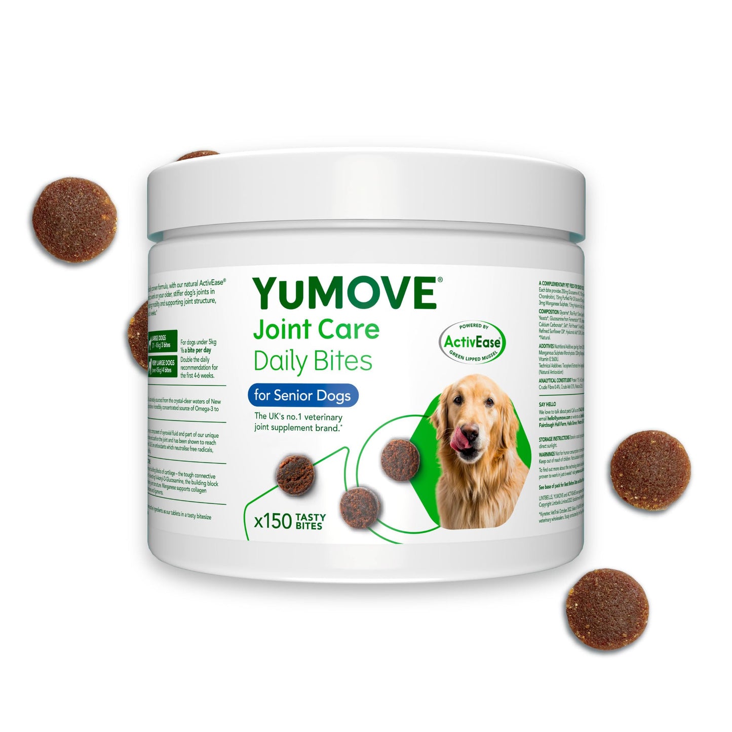 YuMOVE Max Strength Joint Supplement for Senior Dogs, Essential Dog Hip and Joint Aid for Senior Dogs with Glucosamine, Chondroitin, Green Lipped Mussel, Aged 8+, 60 Chews