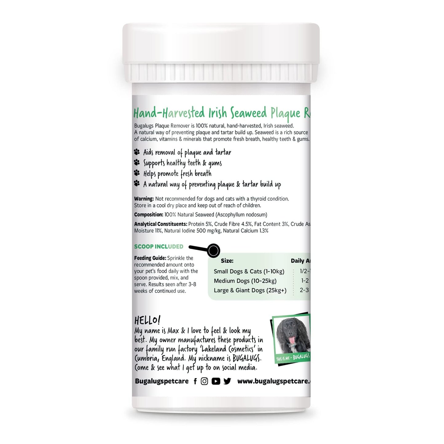BUGALUGS Plaque Off Remover for Dog 70g Teeth & Bad Breath 100% Natural | Plaque Off Dogs No Need for Dog Toothbrush or Dog Toothpaste | Remove Dog Bad Breath & Plaque Remover for Dogs & Cats (70g)