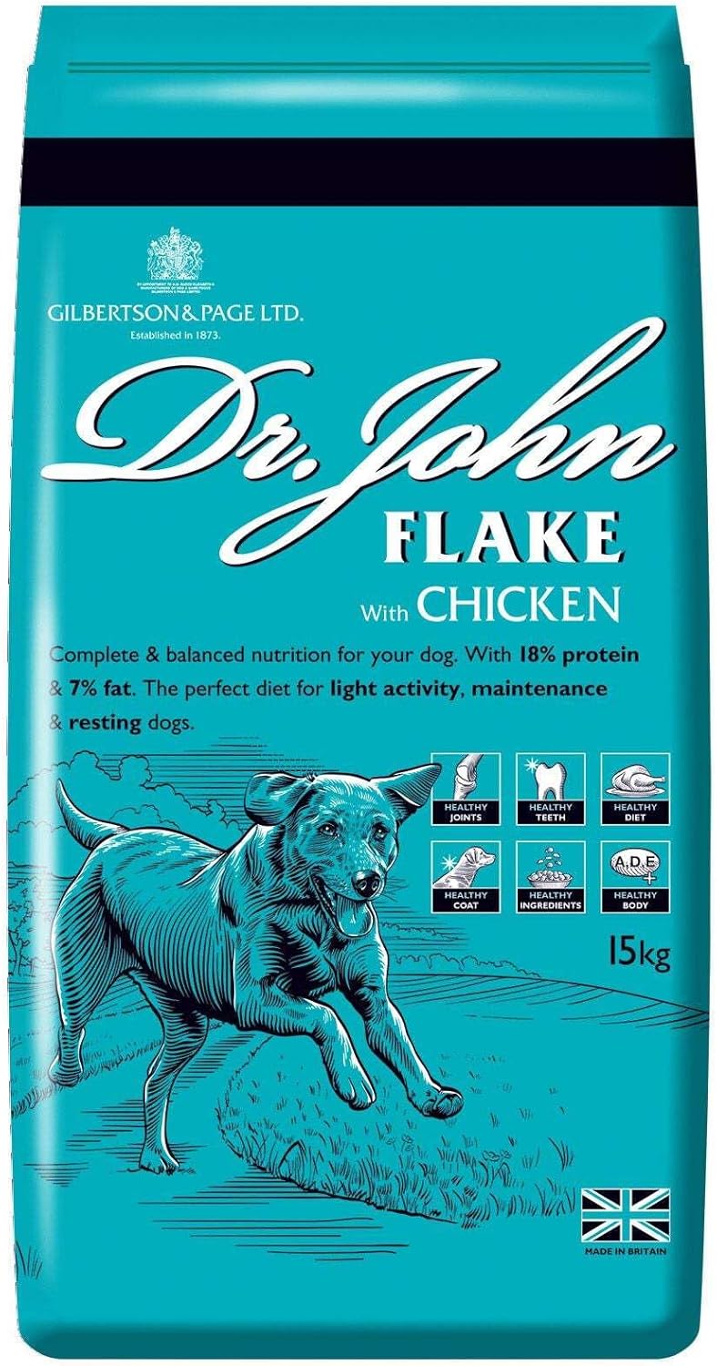 Dr John Complete Dry Dog Food, Flake with Chicken 15 kg