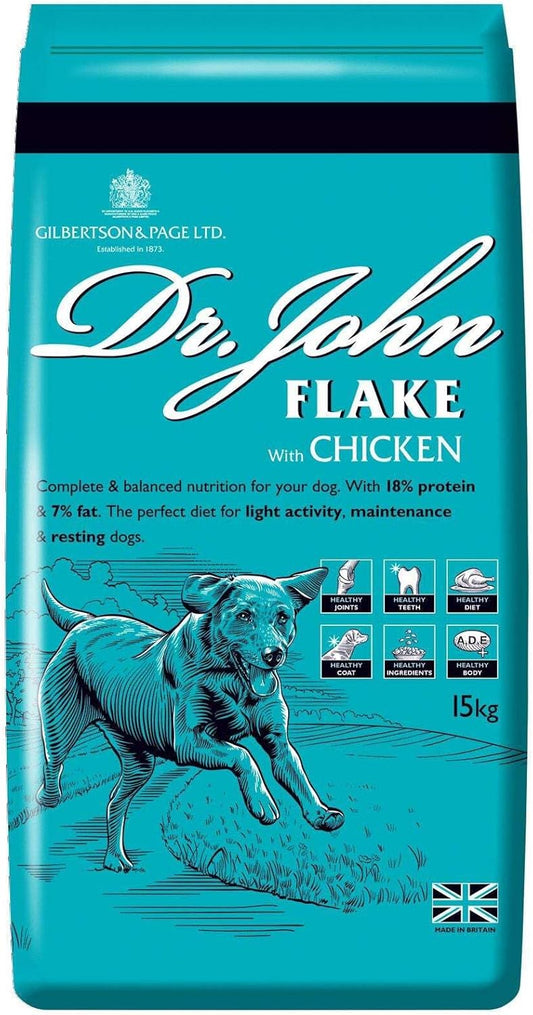 Dr John Complete Dry Dog Food, Flake with Chicken 15 kg
