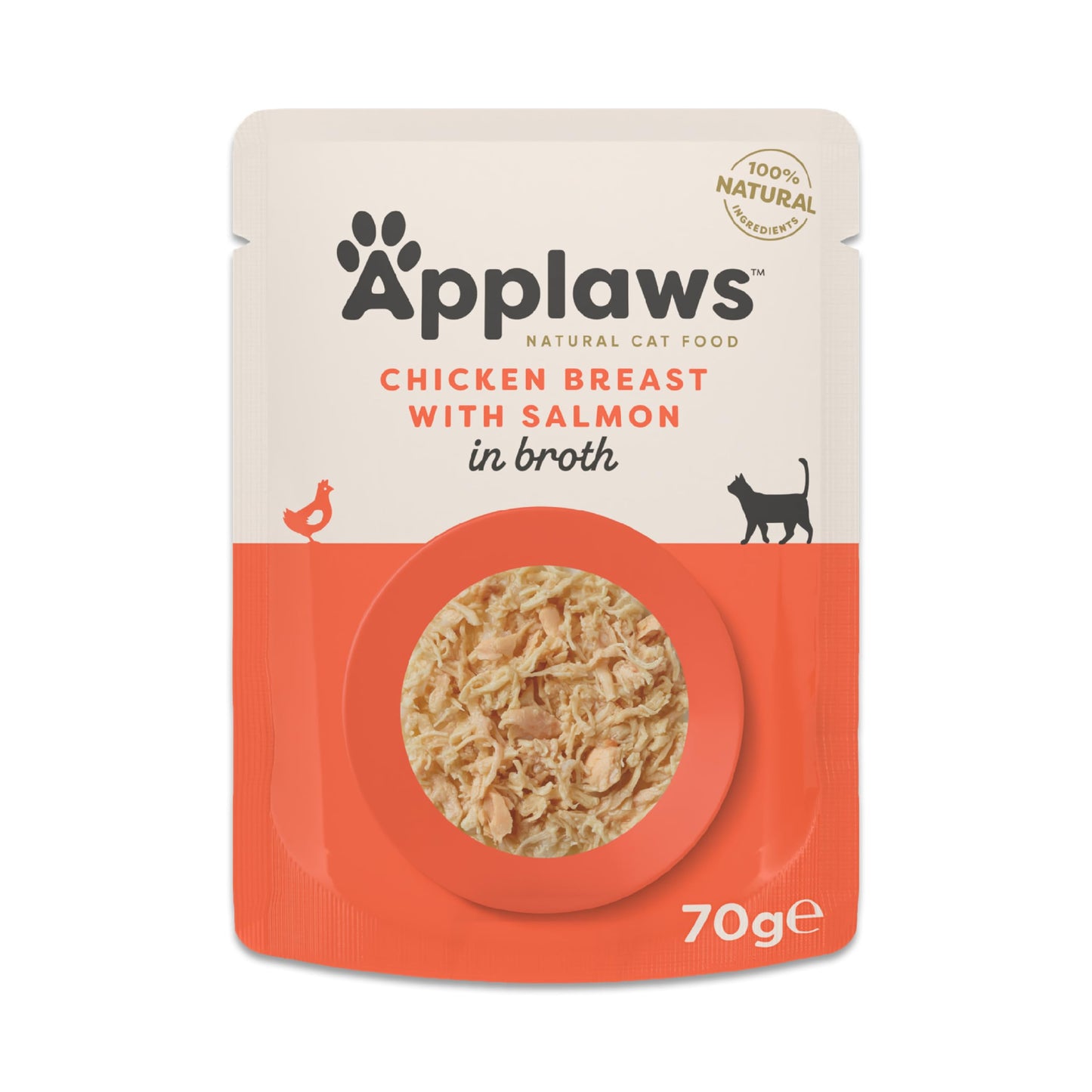 Applaws 100% Natural Wet Cat Food, Pouch Multipack Chicken Selection in Broth, 70 g (12 x 70 g Pouches)