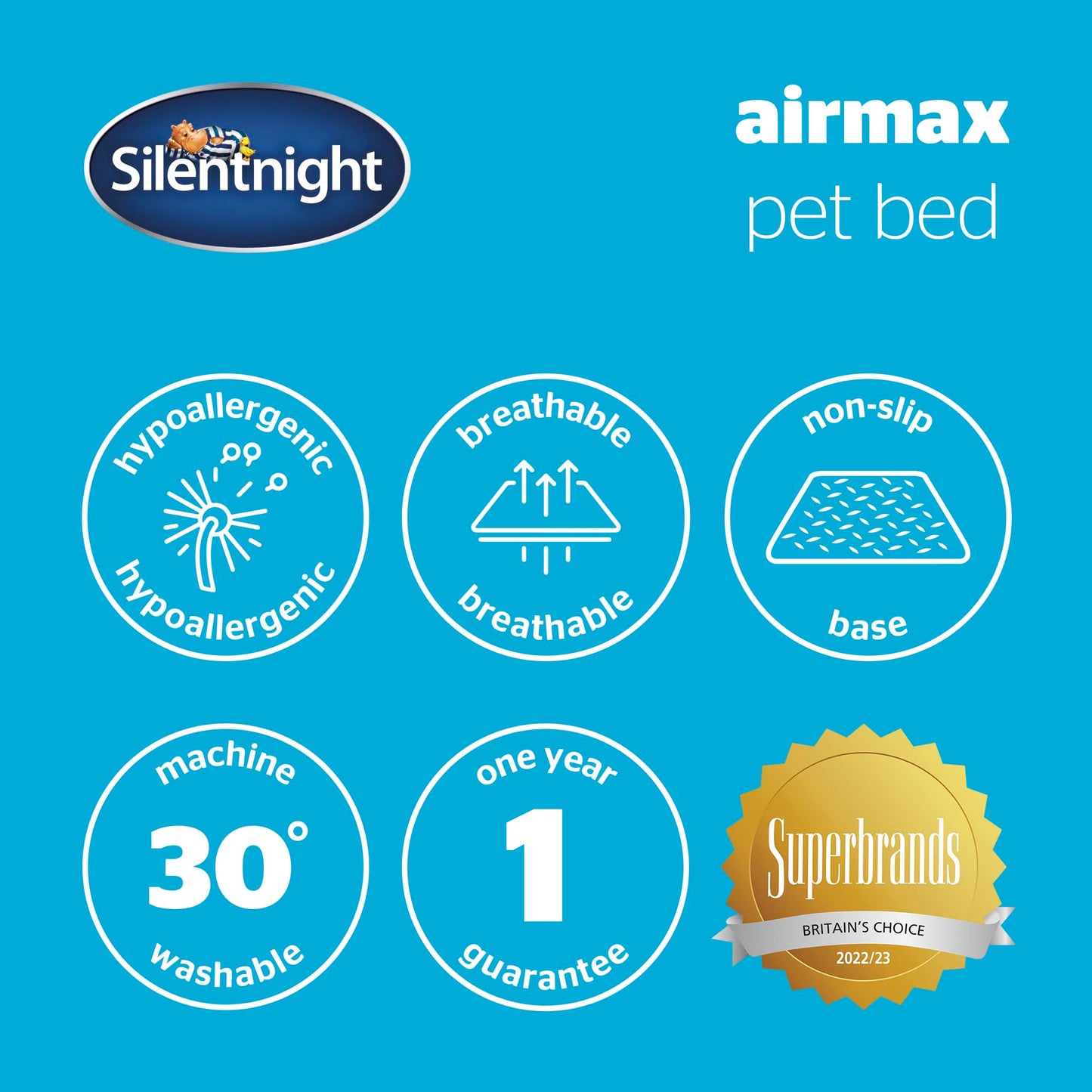 Silentnight Airmax Dog Bed – Medium Dog Pet Bed with Removable and Reversible Cushion, Mesh Sides to Prevent Overheating and Non-Slip Base – Easy Clean Machine Washable – 75 x 58 x 19cm – Medium