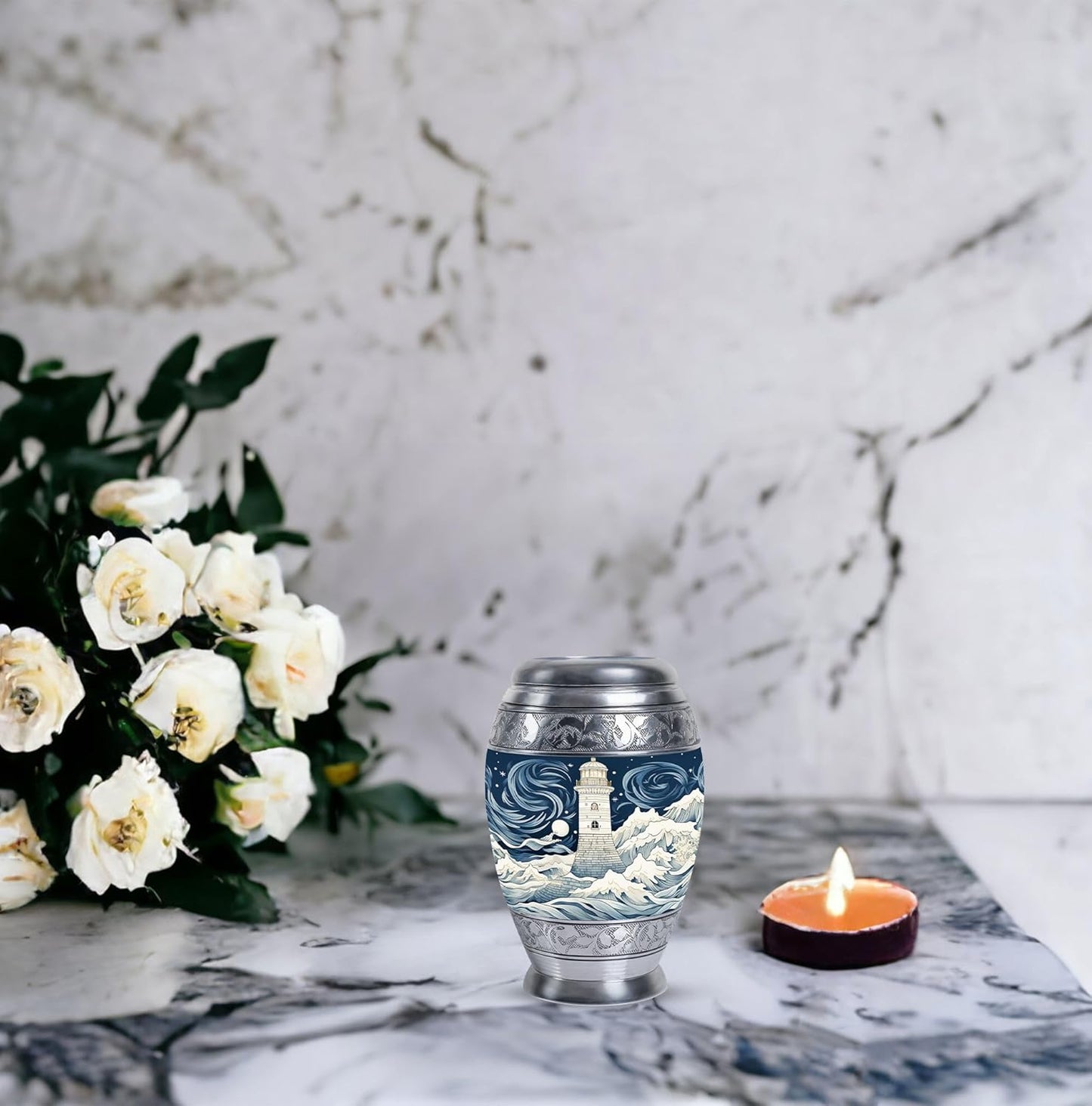 YASUBJAG Dove Urn - Aluminium Cremation Urn for Adults, Multicolor, Birds Pattern, 10 Inch