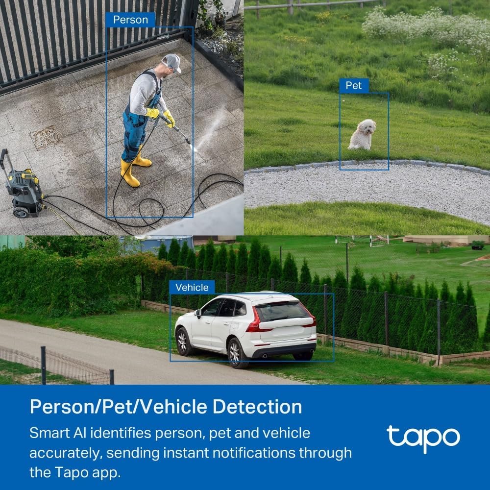 Tapo TC40 Pan/Tilt Smart Security Outdoor Camera, Full HD, 360° Smart Person Detection Motion Tracking, Color Night Vision, WiFi Camera No Monthly Fee, Two-Way Talk, IP65, Works with Alexa & Google
