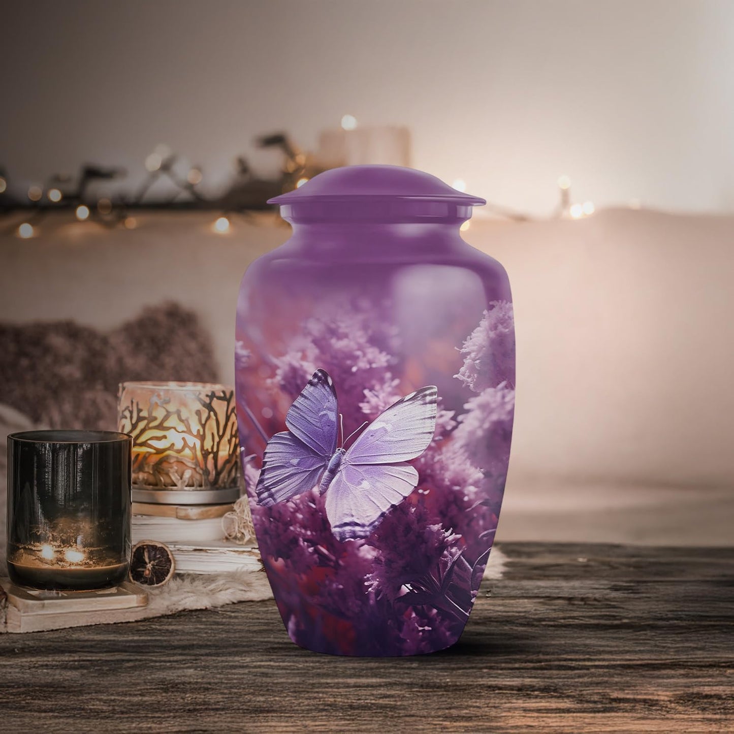 YASUBJAG Dove Urn - Aluminium Cremation Urn for Adults, Multicolor, Birds Pattern, 10 Inch