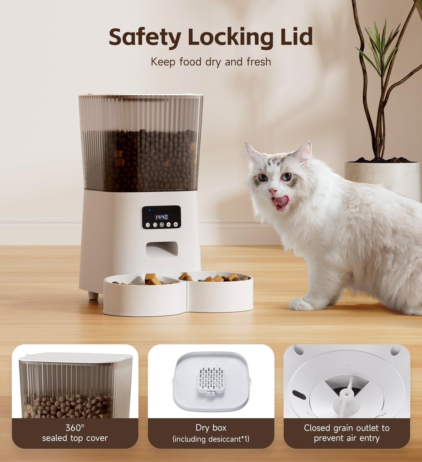 5L Cat Feeder Automatic with Timer, Automatic Cat Feeder, 1-9 Meals Per Day, Cats Food Dispenser with 2 Bowl, Auto Pet Feeder for 2 kittens and Small Dogs, Dual Power Supply     FREE DELIVERY