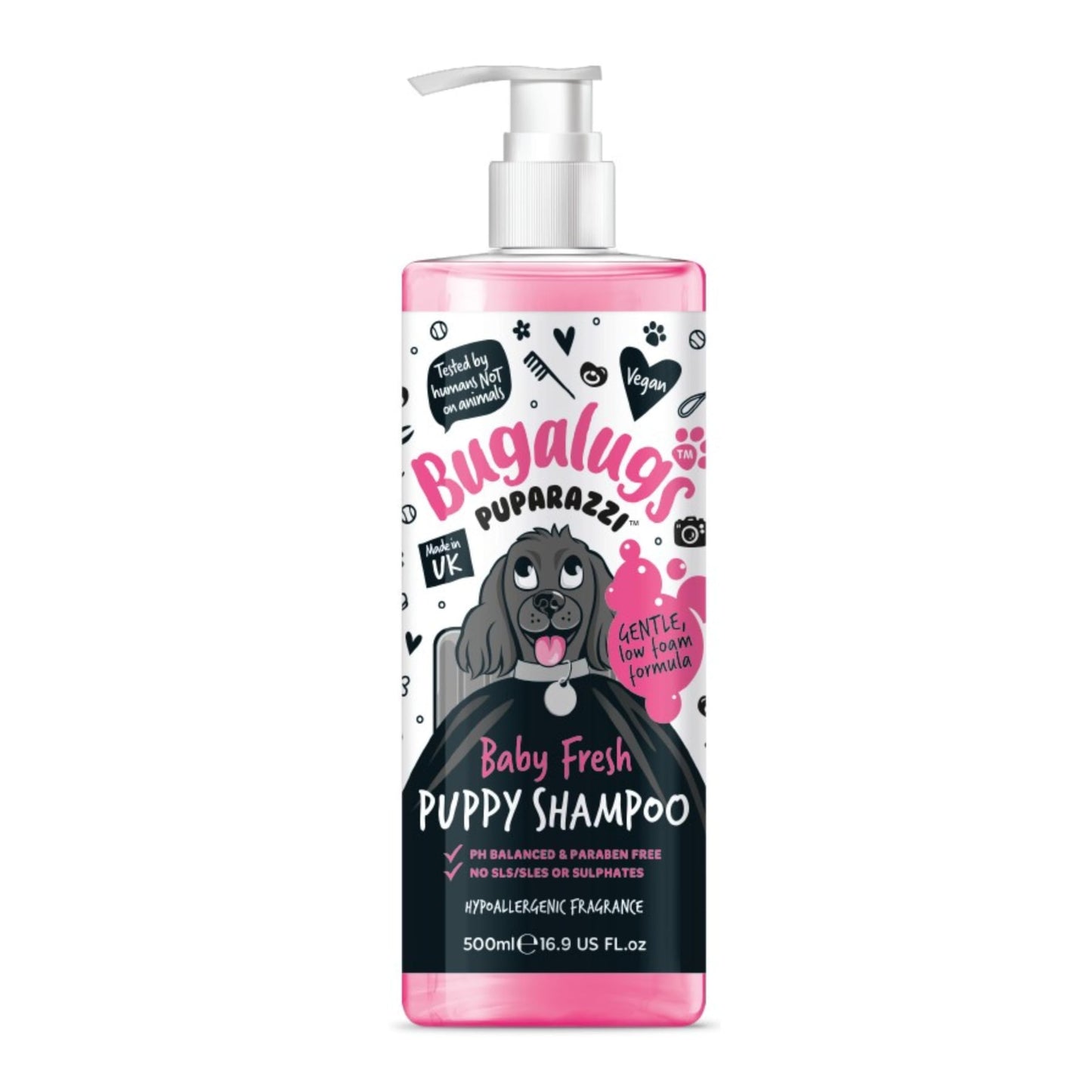 BUGALUGS Baby Fresh Dog Shampoo grooming products for smelly dogs with baby powder scent, best puppy shampoo, Vegan pet shampoo professional (625ml)