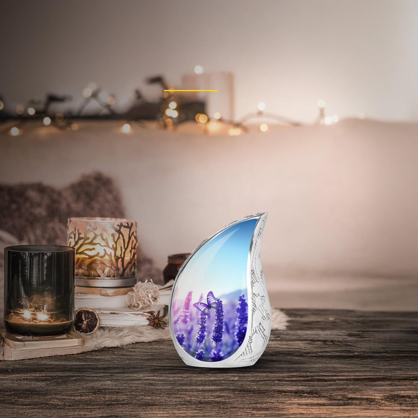 YASUBJAG Dove Urn - Aluminium Cremation Urn for Adults, Multicolor, Birds Pattern, 10 Inch
