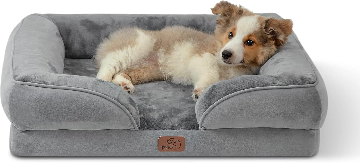 Bedsure Dog Sofa Bed Extra Large - Washable Orthopedic Dog Beds and Couch with Removable Flannel Zipper Cover, XL Plus Waterproof Human Dog Bed for Adults, Squre Pet Bed