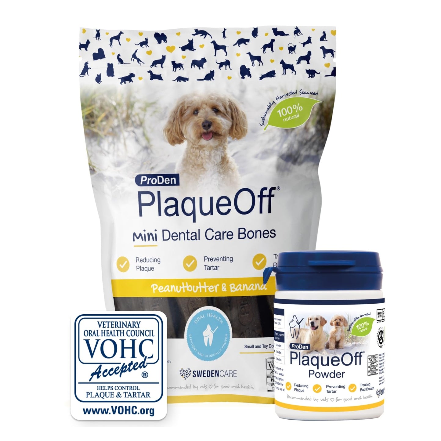 ProDen PlaqueOff Powder for Dogs & Cats, Tartar & Bad Breath Remover with 100% Natural Teeth Plaque Remover 180 g